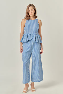 Peplum Sleeve Striped Top