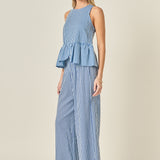 Peplum Sleeve Striped Top