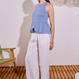 Peplum Sleeve Striped Top
