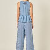 Peplum Sleeve Striped Top