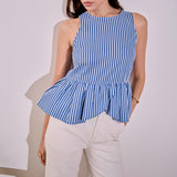 Peplum Sleeve Striped Top