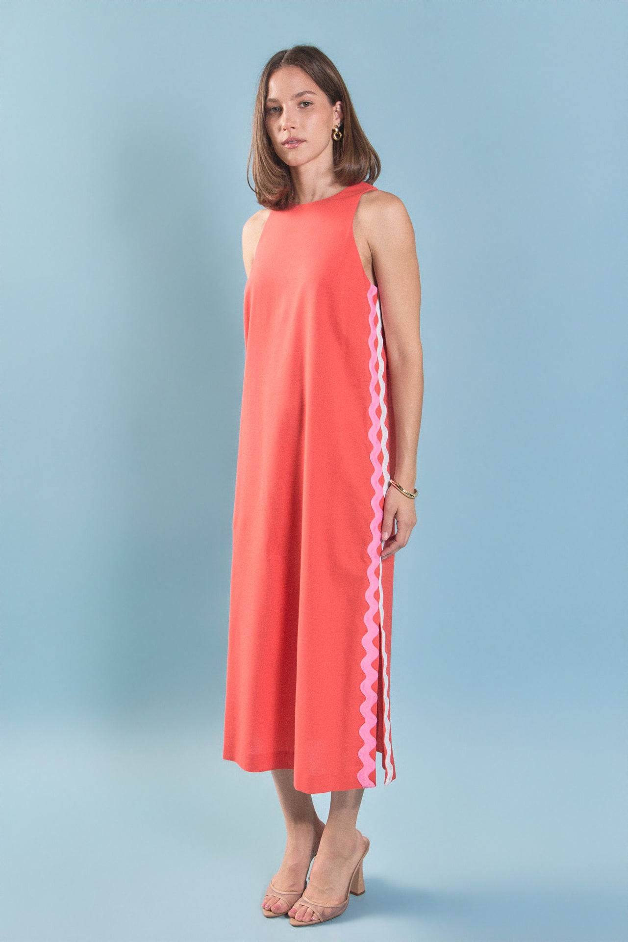 English Factory - Sleeveless Ric Rac Midi Dress DARK GREEN / XS English Factory - Sleeveless Ric Rac Midi Dress DARK GREEN / XS