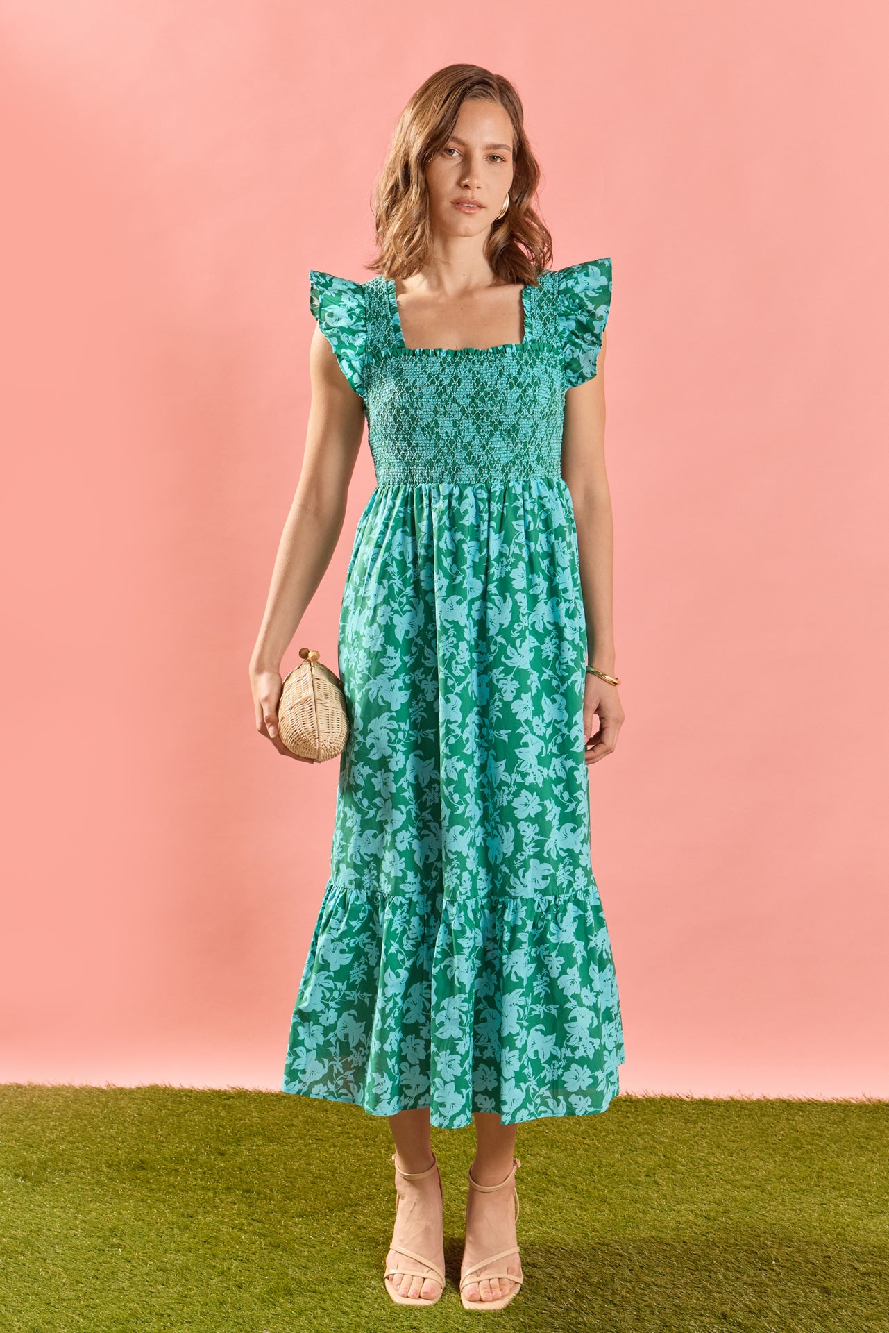English Factory - Lorelei Smocked Dress GREEN / M English Factory - Lorelei Smocked Dress GREEN / M
