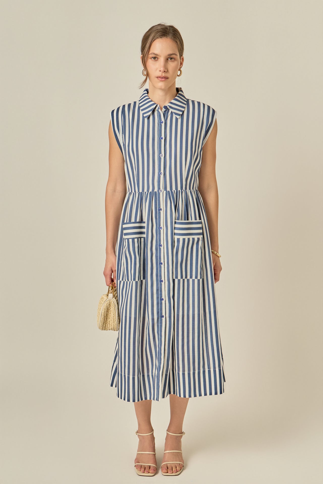 Seersucker Stripe Midi Dress – English Factory