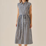 The Seersucker Stripe Midi Dress