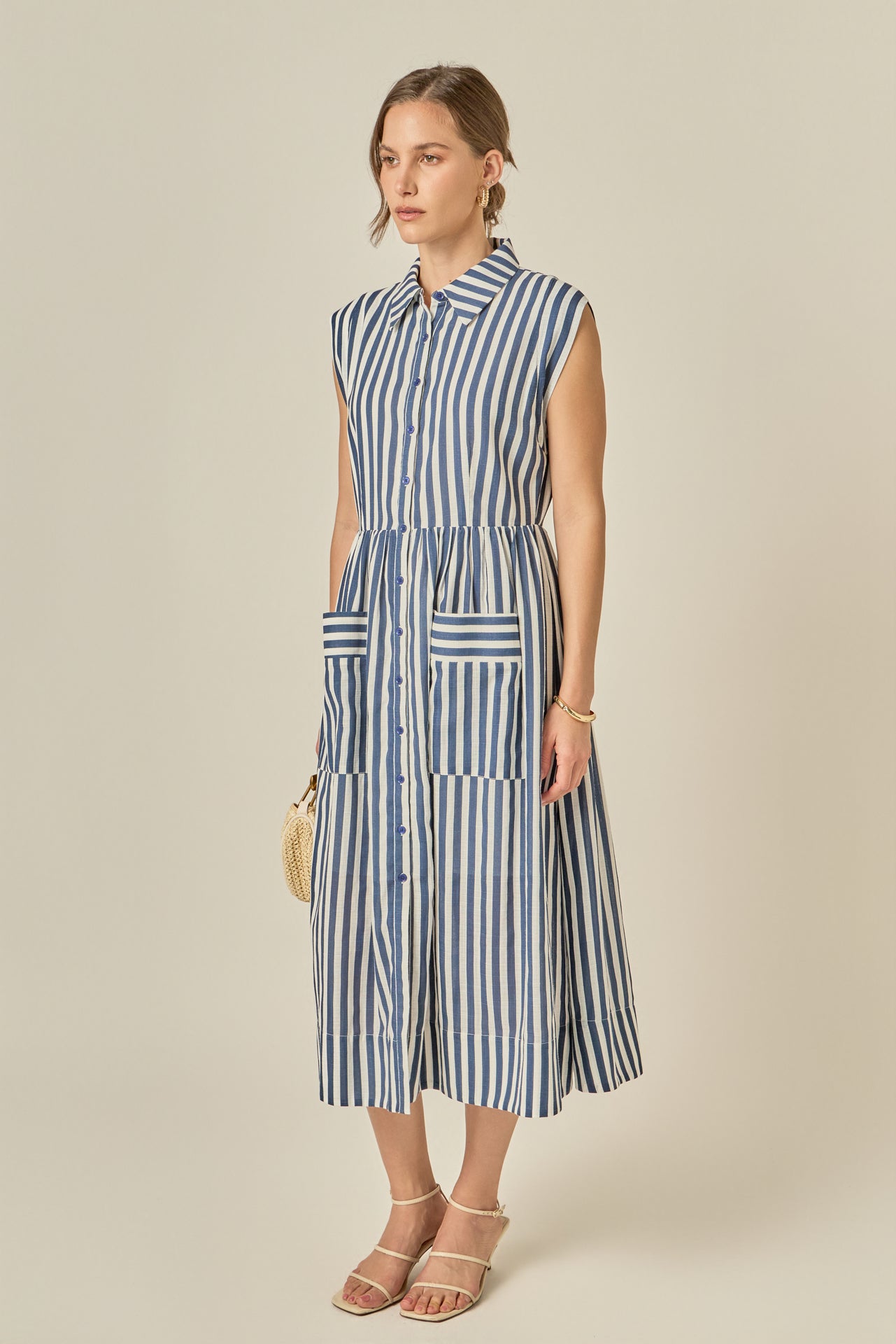 Seersucker Stripe Midi Dress – English Factory