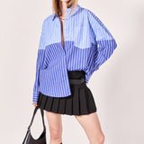 Colorblock Stripe Oversized Shirt