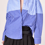 Colorblock Stripe Oversized Shirt