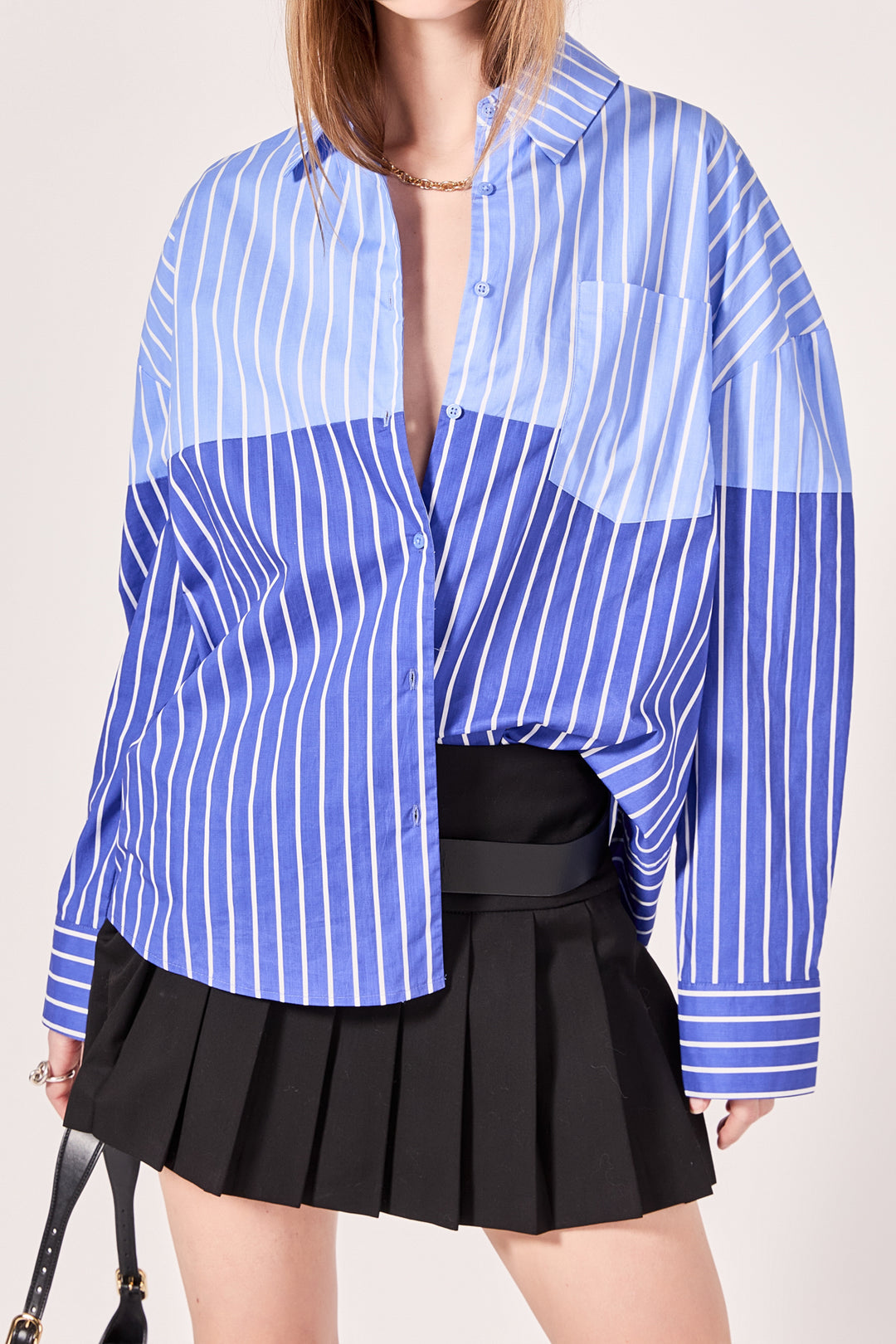 Colorblock Stripe Oversized Shirt – English Factory