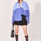 Colorblock Stripe Oversized Shirt