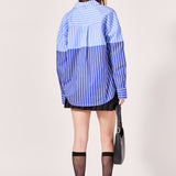 Colorblock Stripe Oversized Shirt