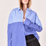 Colorblock Stripe Oversized Shirt