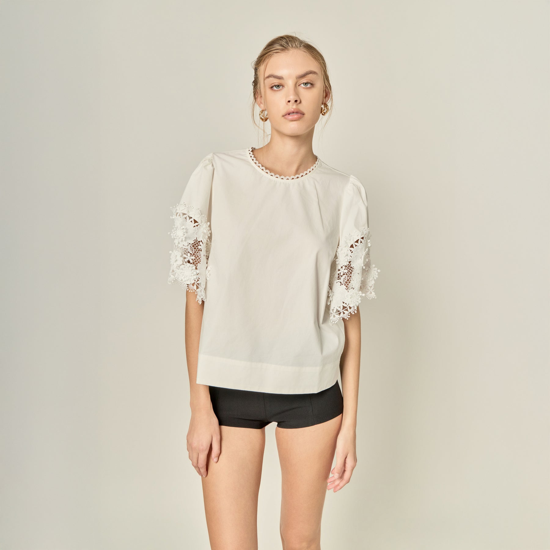 Crochet Lace Short Sleeve Top