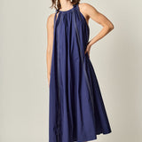 Halter Neck Tie Midi Dress