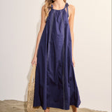 Halter Neck Tie Midi Dress