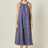 Halter Neck Tie Midi Dress