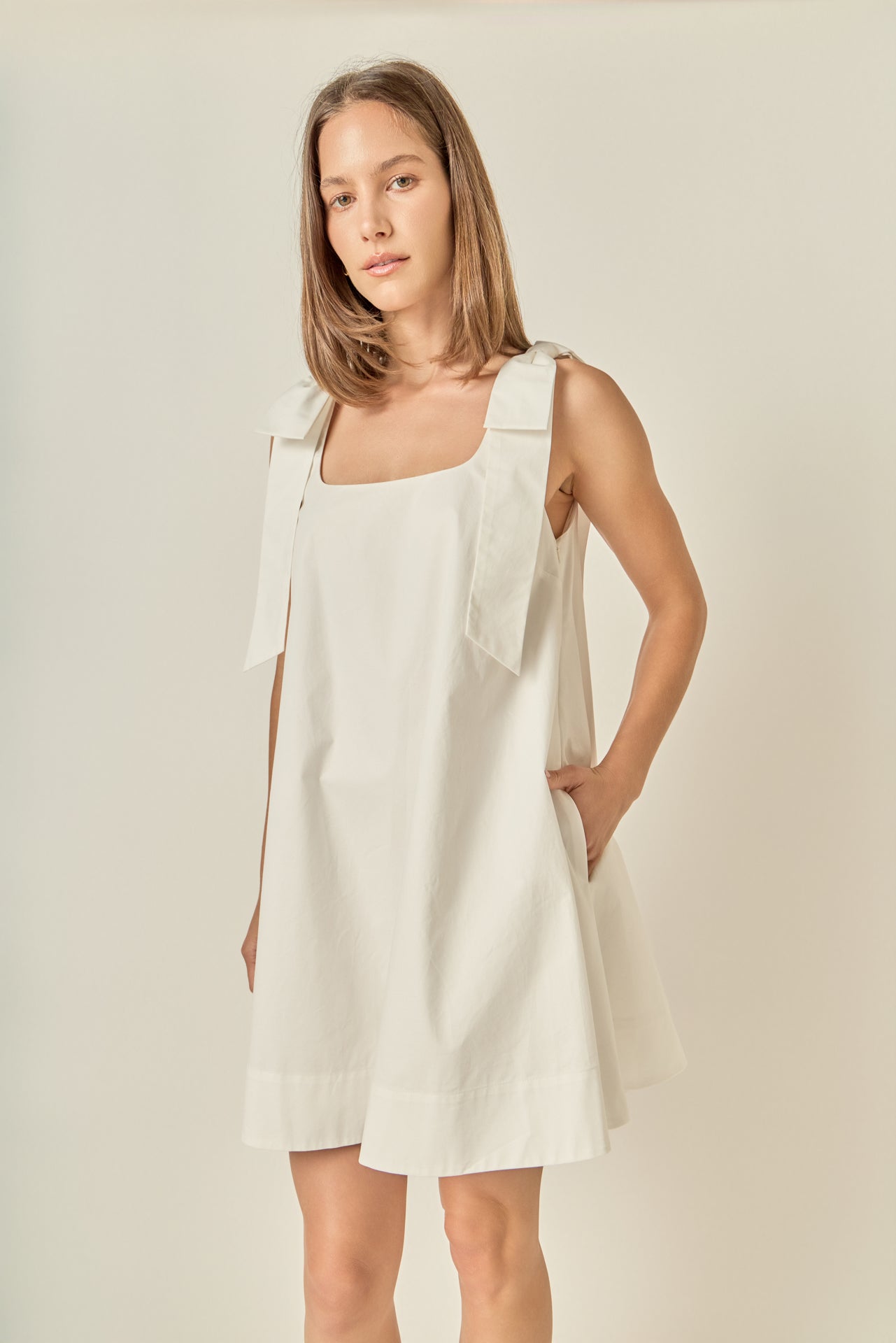 english factory sleeveless square-neck a-line mini dress English Factory Women's Bow Sleeveless Mini DRESS, Red, Small, Cotton