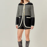 Knit Striped Sweater Cardigan