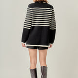 Knit Striped Sweater Cardigan