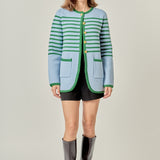 Knit Striped Sweater Cardigan