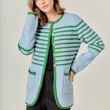 Knit Striped Sweater Cardigan