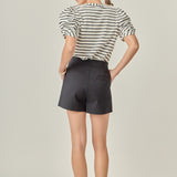 Striped Puff Sleeve Crewneck Top