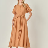 Puff Sleeve Midi Dress