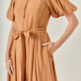 Puff Sleeve Midi Dress