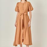 Puff Sleeve Midi Dress