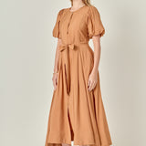 Puff Sleeve Midi Dress