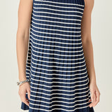 The Clara Pleated A-line Knit Stripe Mini Dress