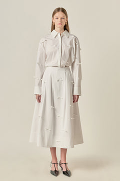 Bow Detailed Drop Shoulder Shirt
