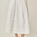 Bow Detailed Poplin Midi Skirt