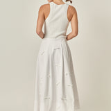 Bow Detailed Poplin Midi Skirt