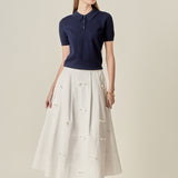 Bow Detailed Poplin Midi Skirt