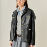 Faux Leather Drop Shoulder Jacket