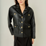 Faux Leather Drop Shoulder Jacket
