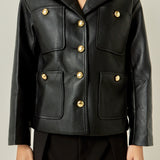 Faux Leather Drop Shoulder Jacket