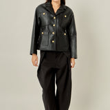 Faux Leather Drop Shoulder Jacket