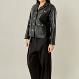 Faux Leather Drop Shoulder Jacket
