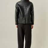 Faux Leather Drop Shoulder Jacket