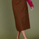 Faux Suede Midi Skirt