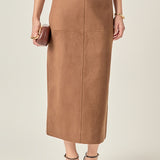 Faux Suede Midi Skirt