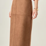 Faux Suede Midi Skirt