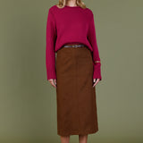 Faux Suede Midi Skirt