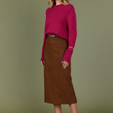 Faux Suede Midi Skirt