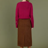 Faux Suede Midi Skirt