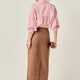 Faux Suede Midi Skirt