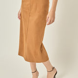 Faux Suede Midi Skirt