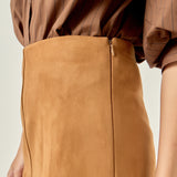 Faux Suede Midi Skirt